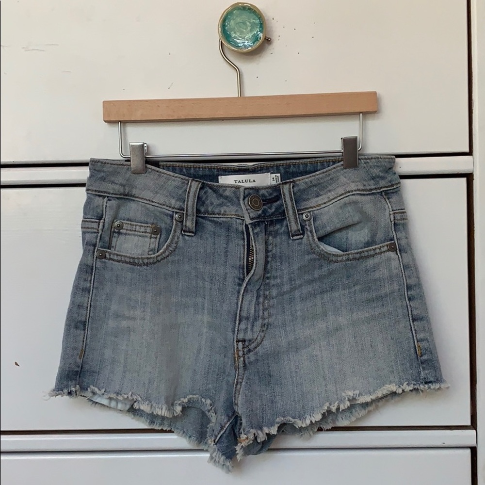 Talula Frayed Jean Shorts (Aritzia)